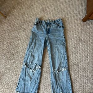 Zara Blue Flare Wide Leg Jeans